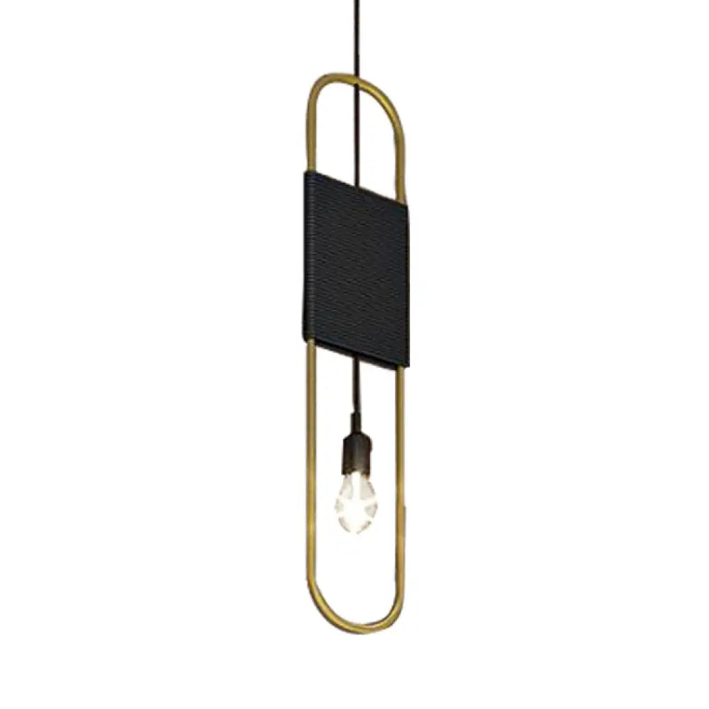 Vintage Style Metal Frame Pendant Light With Oval Black Shade - Perfect Kitchen Fixture Brass