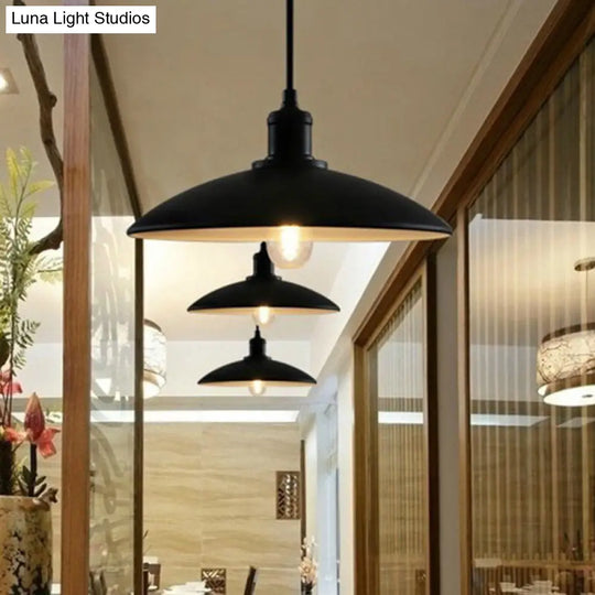 Vintage Style Metal Pendant Lighting For Dining Room Or Commercial Use - Black Finish