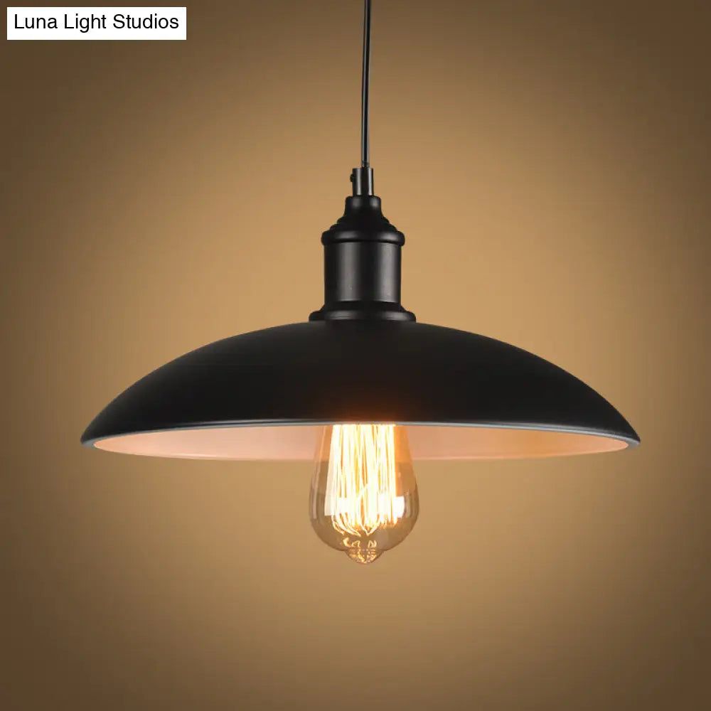 Vintage Style Metal Pendant Lighting For Dining Room Or Commercial Use - Black Finish / 12.5