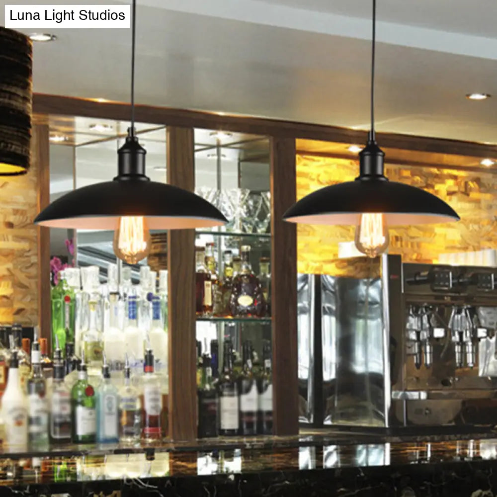 Vintage-Style Metal Pendant Lighting For Dining Room And Commercial Spaces In Black
