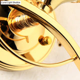 Vintage Style Metal Wall Sconce Light With Crystal Bead Deco - Chrome/Gold Finish