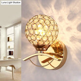 Vintage Style Metal Wall Sconce Light With Crystal Bead Deco - Chrome/Gold Finish