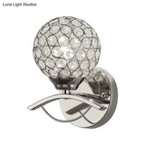 Vintage Style Metal Wall Sconce Light With Crystal Bead Deco - Chrome/Gold Finish