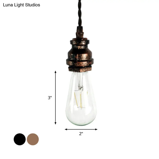 Vintage Style Mini Pendant Light With Adjustable Pipe Design In Black/Rust Metallic Finish