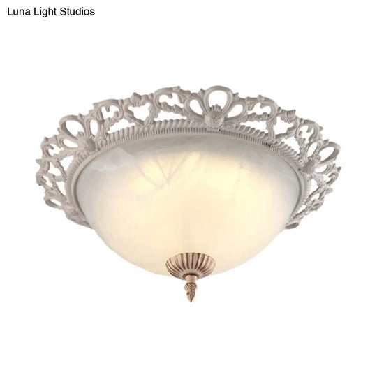 Vintage Style Opaque Glass Flushmount Ceiling Light Fixture 2/3 Heads White 12.5/14.5/19.5 Wide