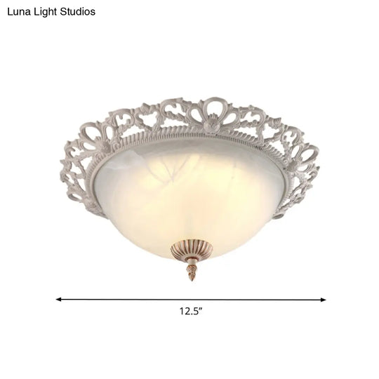 Vintage Style Opaque Glass Flushmount Ceiling Light Fixture 2/3 Heads White 12.5’/14.5’/19.5’ Wide