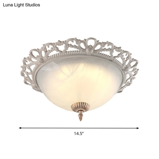 Vintage Style Opaque Glass Flushmount Ceiling Light Fixture 2/3 Heads White 12.5’/14.5’/19.5’ Wide