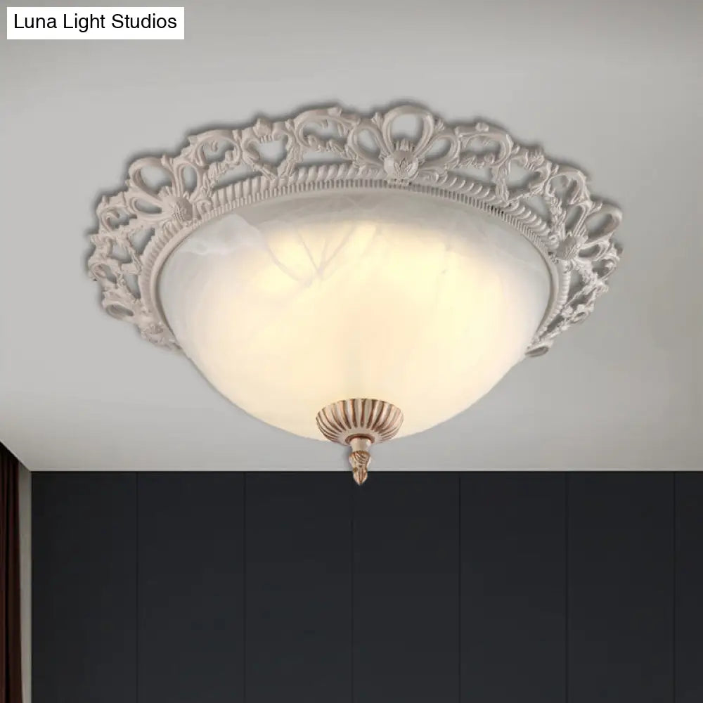 Vintage Style Opaque Glass Flushmount Ceiling Light Fixture 2/3 Heads White 12.5/14.5/19.5 Wide /