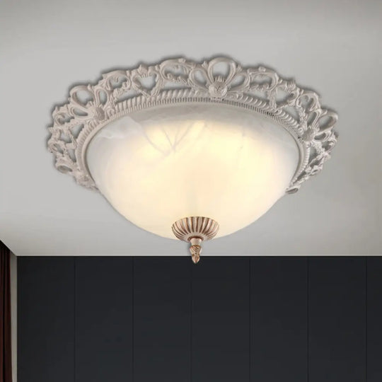 Vintage Style Opaque Glass Flushmount Ceiling Light Fixture 2/3 Heads White 12.5’/14.5’/19.5’