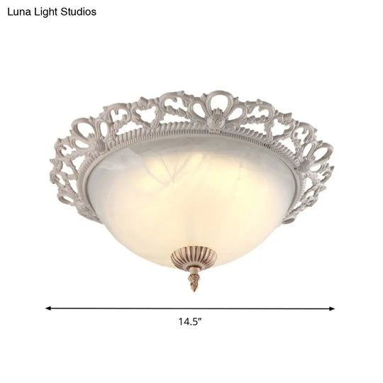 Vintage Style Opaque Glass Flushmount Ceiling Light Fixture 2/3 Heads White 12.5/14.5/19.5 Wide