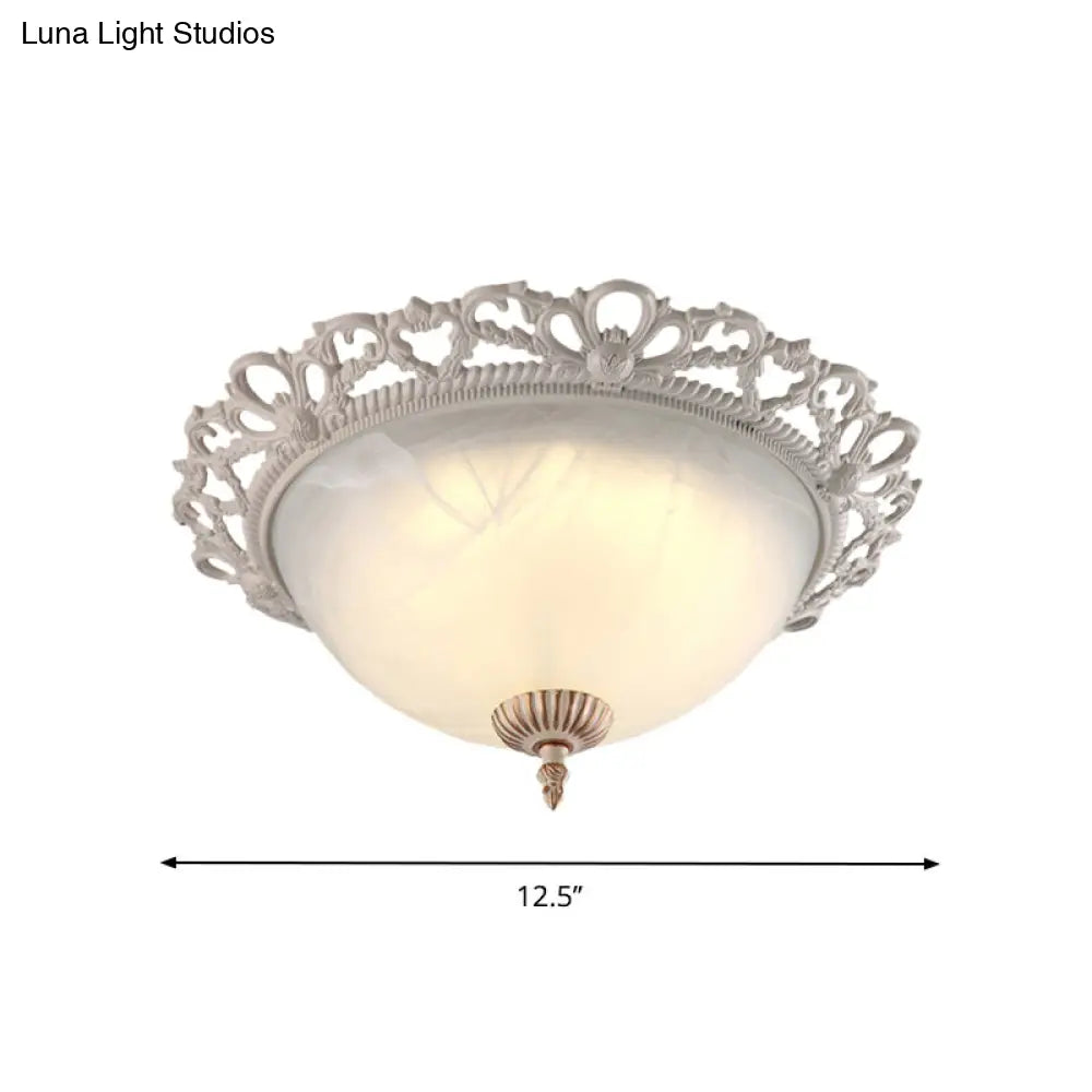 Vintage Style Opaque Glass Flushmount Ceiling Light Fixture 2/3 Heads White 12.5/14.5/19.5 Wide