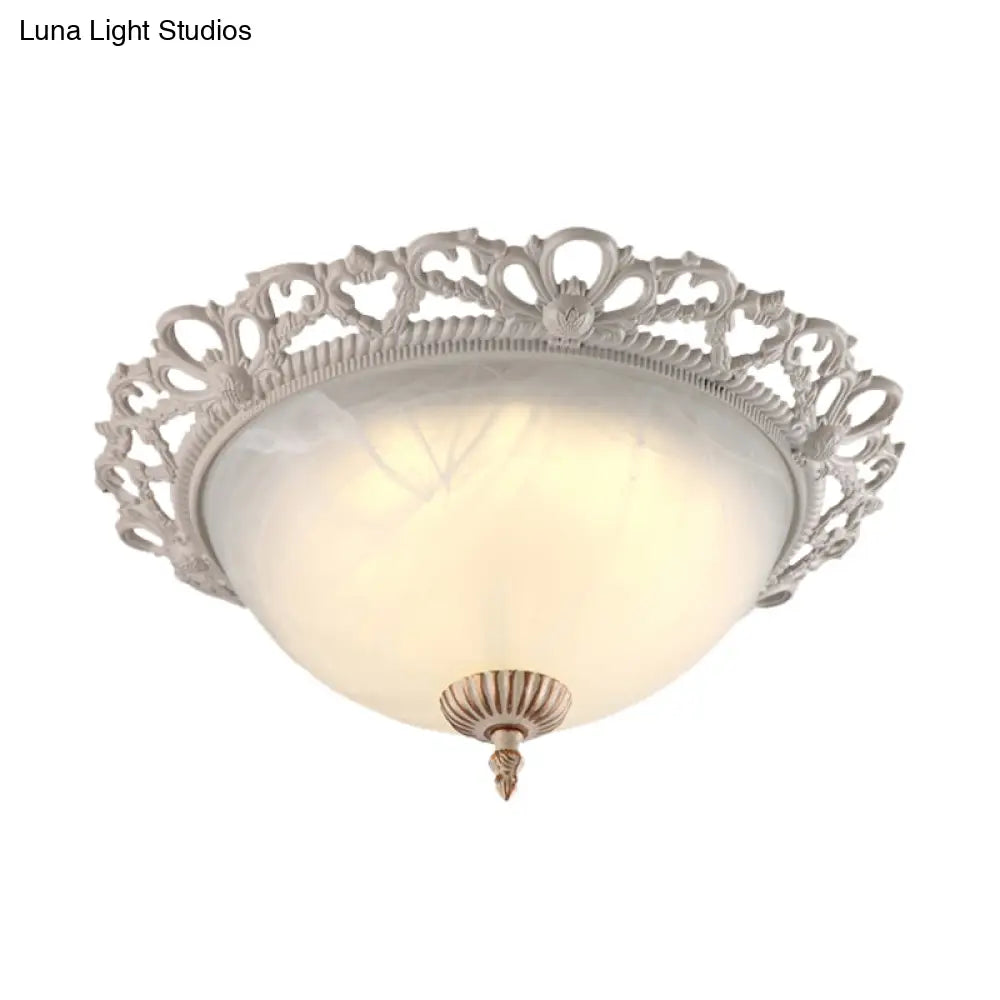 Vintage Style Opaque Glass Flushmount Ceiling Light Fixture 2/3 Heads White 12.5’/14.5’/19.5’ Wide