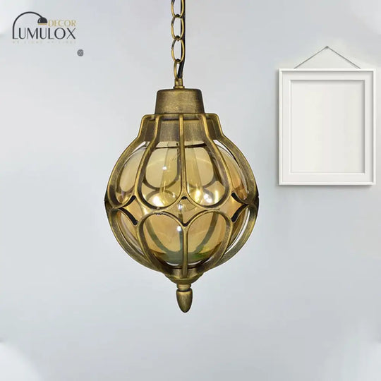 Vintage Style Orb Pendant Lamp Suspension In Black/Bronze/Gold Gold / 7’ Lighting