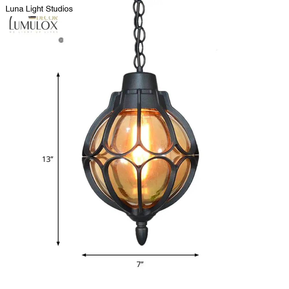 Vintage Style Orb Pendant Lamp Suspension In Black/Bronze/Gold Lighting