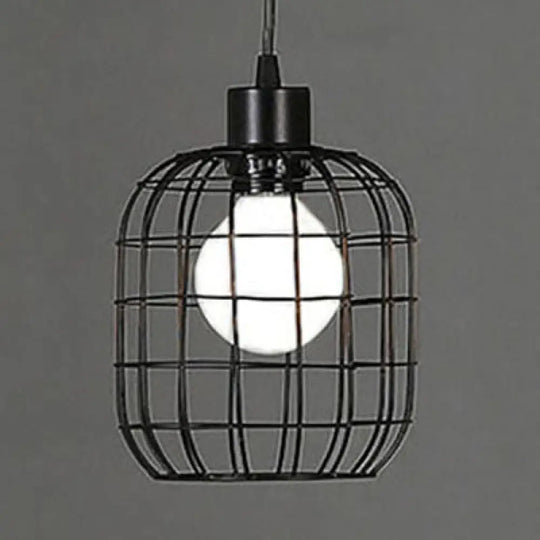 Vintage Style Pendant Light - Bell/Cylinder/Wavy Metal Hanging Fixture In Black / Cylinder