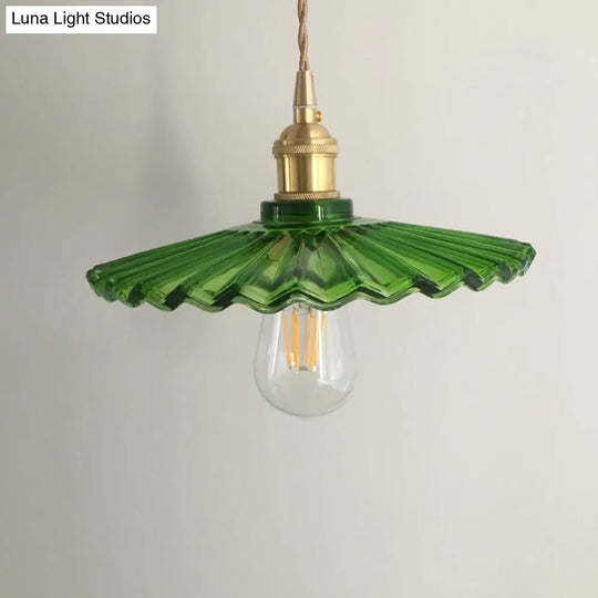 Vintage Style Gold Glass Pendant Lamp With Textured Shade - Single Bulb Hanging Fixture / I
