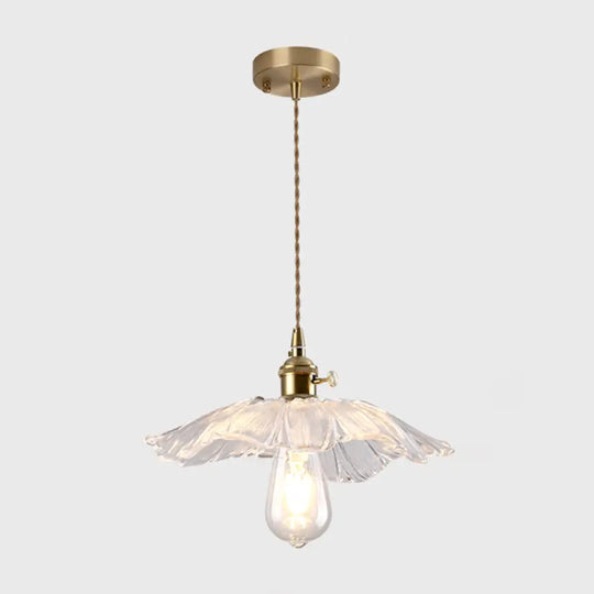 Vintage Style Single-Bulb Hanging Lamp: Textured Glass Pendant In Gold - Elegant Lighting Fixture /