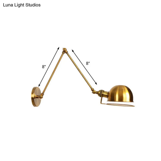 Vintage Style Swing Arm Wall Light With Brass/Copper Finish And Bowl Shade - 1-Light Mount Design