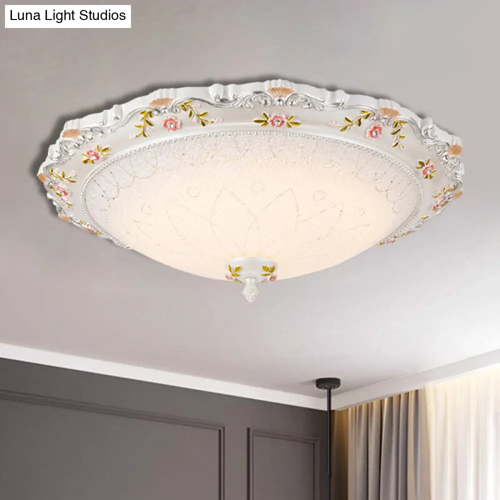 Vintage Style White Opaline Glass Led Flushmount Ceiling Lamp - 14’ 16.5’ 21’ Wide Warm/White Light