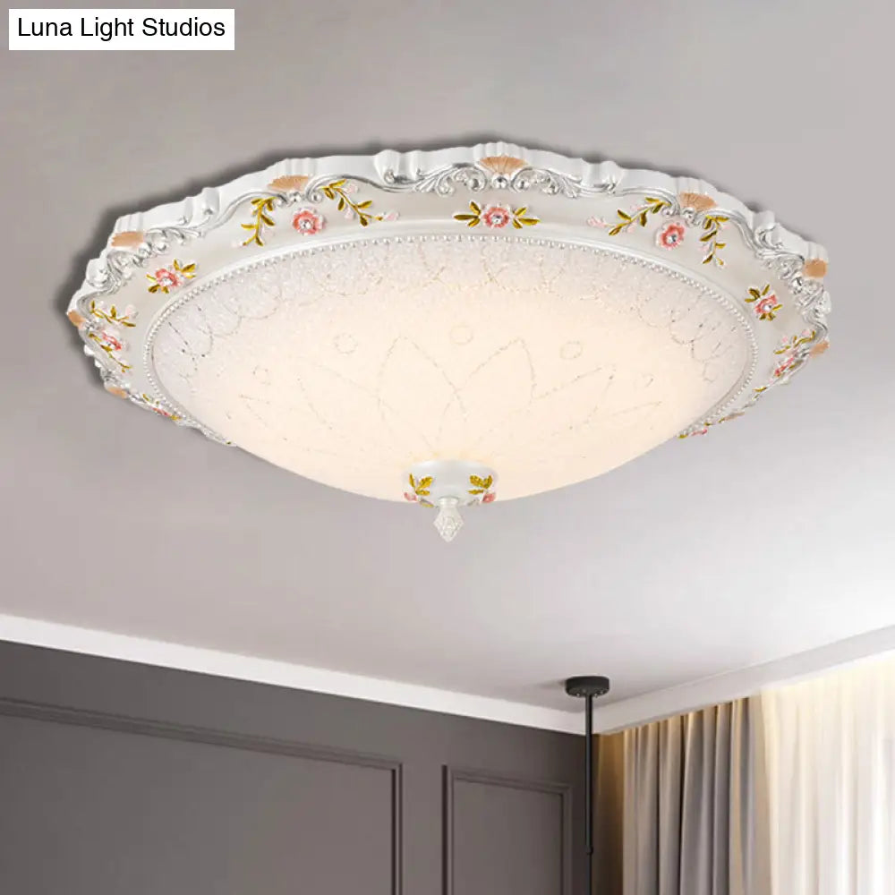 Vintage Style White Opaline Glass Led Flushmount Ceiling Lamp - 14 16.5 21 Wide Warm/White Light