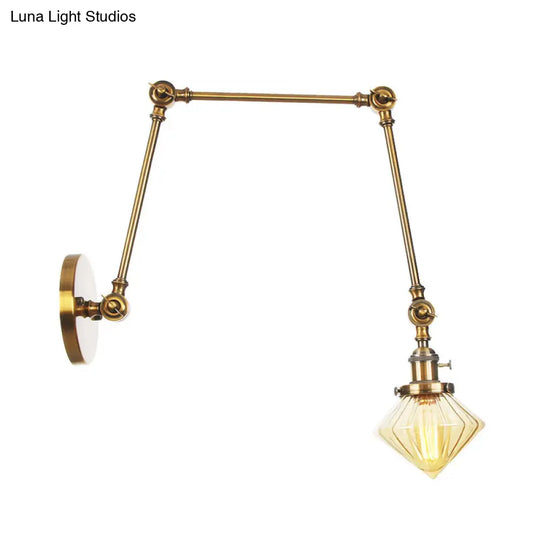 Vintage Wall Mounted Dining Room Sconce Light 1-Light With Glass Shade Adjustable Arm -