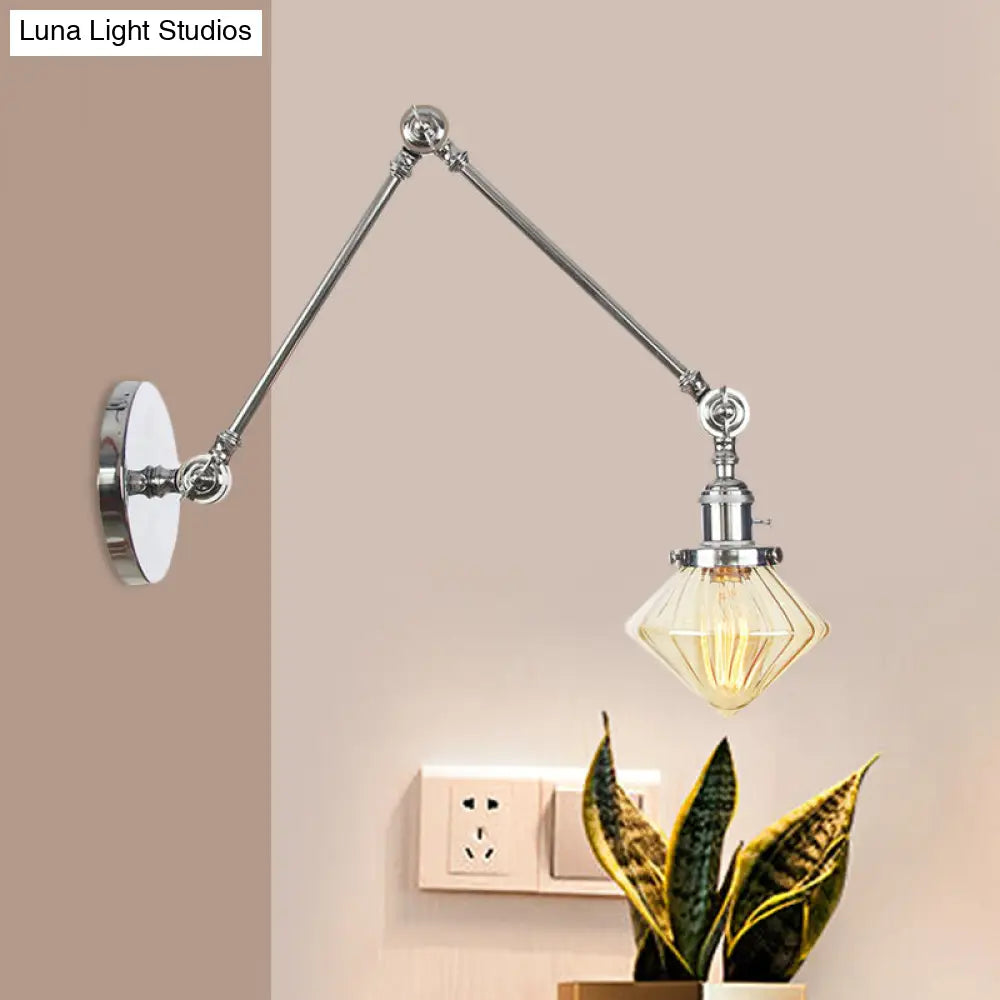 Vintage Wall Mounted Dining Room Sconce Light 1-Light With Glass Shade Adjustable Arm -