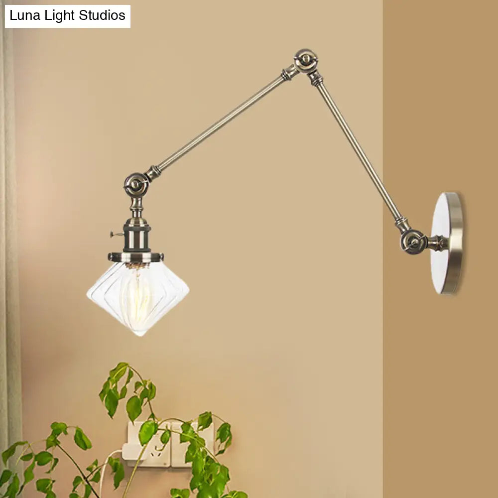 Vintage Wall Mounted Dining Room Sconce Light 1-Light With Glass Shade Adjustable Arm -