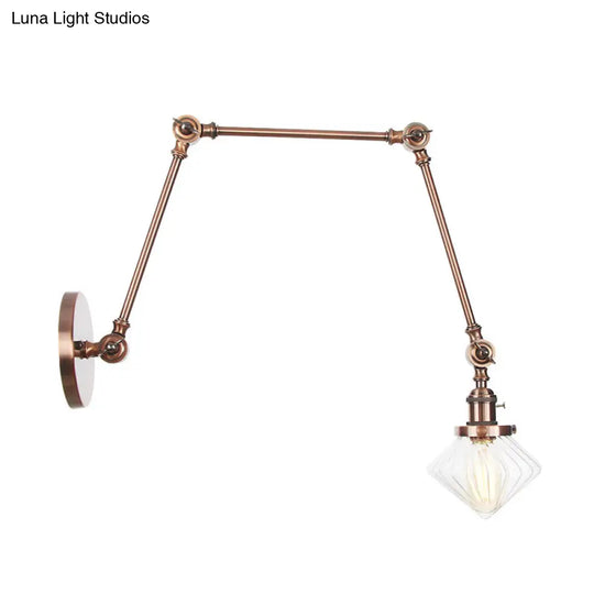 Vintage Wall Mounted Dining Room Sconce Light 1-Light With Glass Shade Adjustable Arm -