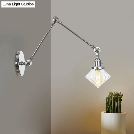 Vintage Wall Mounted Dining Room Sconce Light 1-Light With Glass Shade Adjustable Arm -