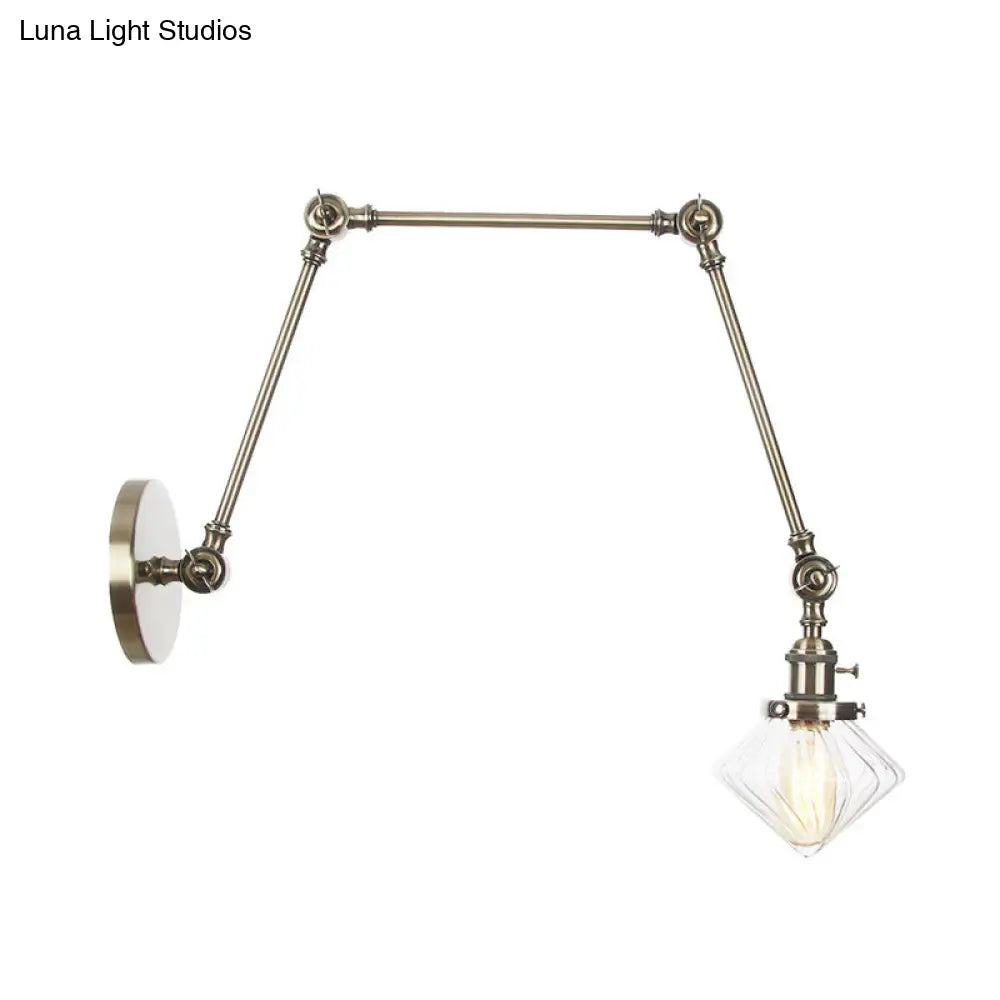 Vintage Wall Mounted Dining Room Sconce Light 1-Light With Glass Shade Adjustable Arm -