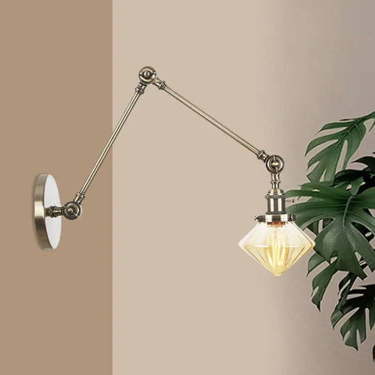 Vintage Wall Mounted Dining Room Sconce Light 1-Light With Glass Shade Adjustable Arm -