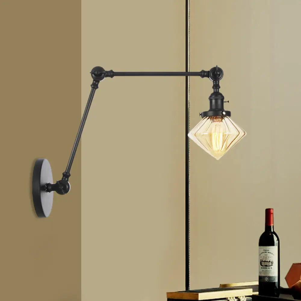 Vintage Wall Mounted Dining Room Sconce Light 1-Light With Glass Shade Adjustable Arm -