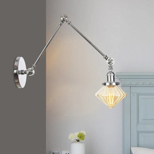 Vintage Wall Mounted Dining Room Sconce Light 1-Light With Glass Shade Adjustable Arm -