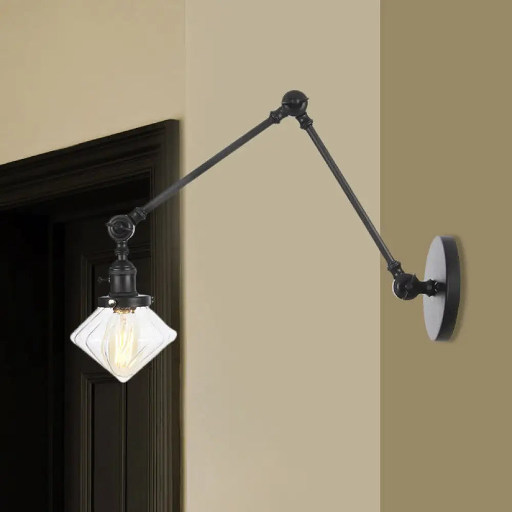 Vintage Wall Mounted Dining Room Sconce Light 1-Light With Glass Shade Adjustable Arm -