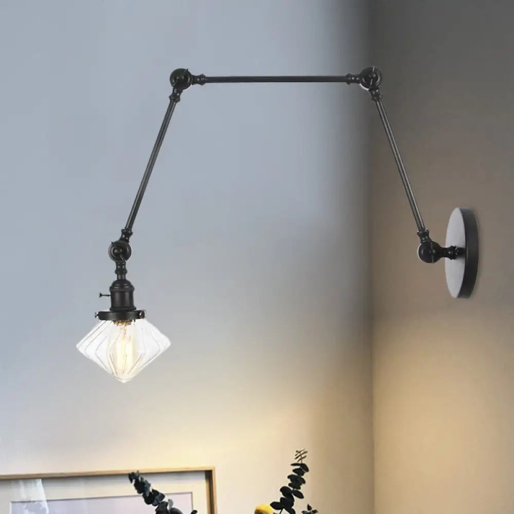 Vintage Wall Mounted Dining Room Sconce Light 1-Light With Glass Shade Adjustable Arm -