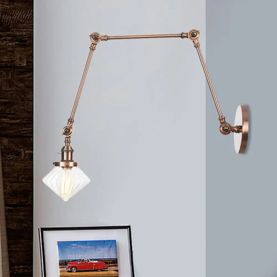 Vintage Wall Mounted Dining Room Sconce Light 1-Light With Glass Shade Adjustable Arm -