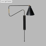 Vintage Wall Sconce With Rotatable Conical Iron Shade And Multiple Backplate Colors