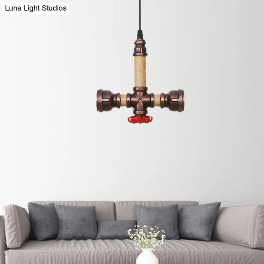 Rustic Vintage Water Pipe Pendant Chandelier - 2/3 Heads Metallic 8/9/10 Width