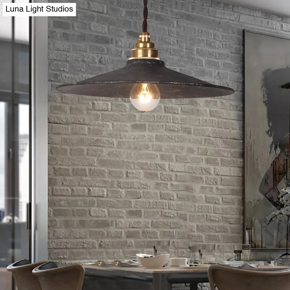 Warehouse Style Wrought Iron 1-Light Pendant Ceiling Light - Vintage Black Hanging Lamp