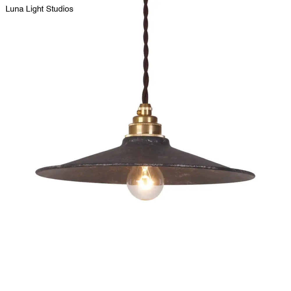 Warehouse Style Wrought Iron 1-Light Pendant Ceiling Light - Vintage Black Hanging Lamp
