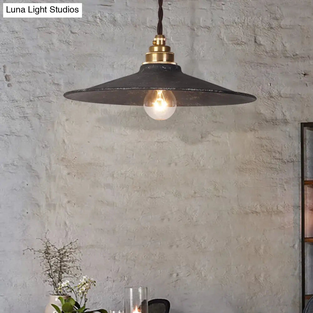 Warehouse Style Wrought Iron 1-Light Pendant Ceiling Light - Vintage Black Hanging Lamp Antique
