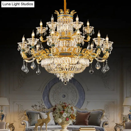 Vivienne French Copper Crystal Candle Chandelier Duplex Stair Pendant Light chandelier