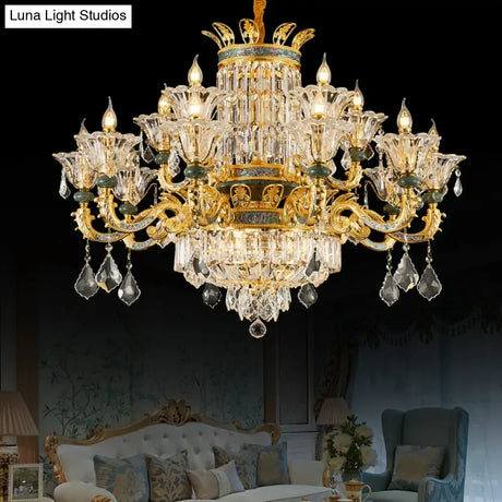 Vivienne French Copper Crystal Candle Chandelier Duplex Stair Pendant Light chandelier