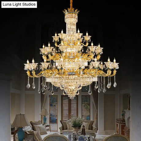 Vivienne French Copper Crystal Candle Chandelier Duplex Stair Pendant Light chandelier