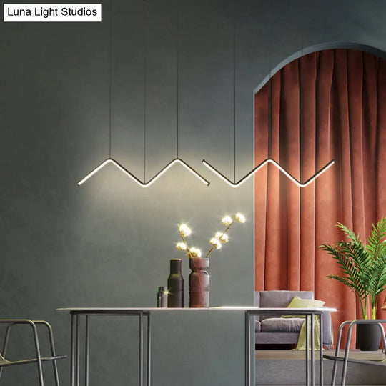 W-Shaped Led Pendant Light Fixture: Stylish Artistic Metal Island For Dining Room