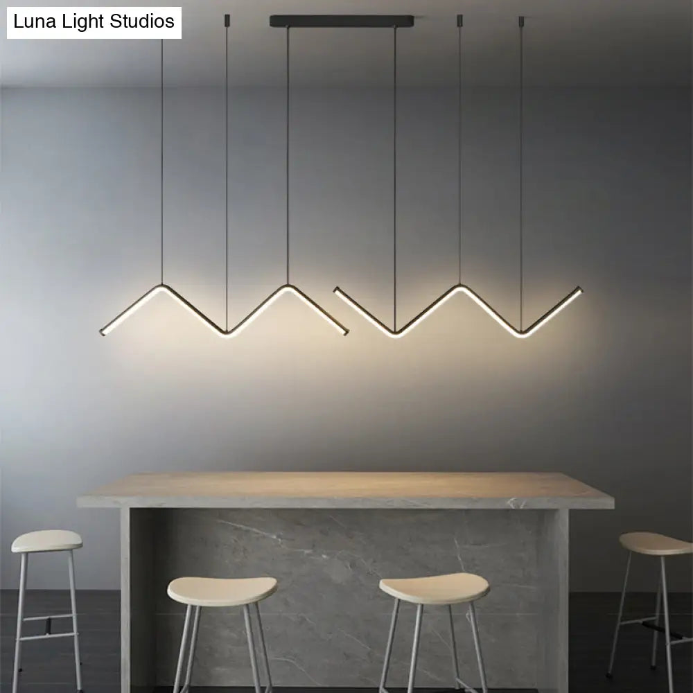 W-Shaped Led Pendant Light Fixture: Stylish Artistic Metal Island For Dining Room