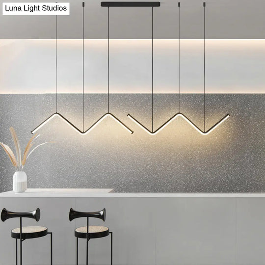 W-Shaped Led Pendant Light Fixture: Stylish Artistic Metal Island For Dining Room