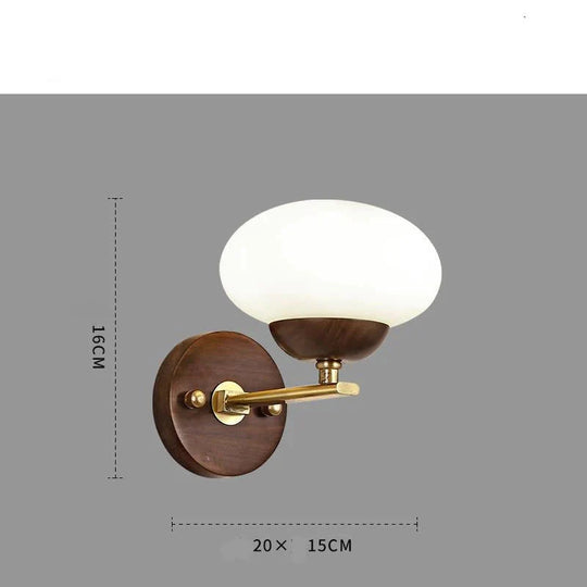 Walnut Creative Bedroom Study Walkway Wall Lights Simple Wood Copper Wall Lights