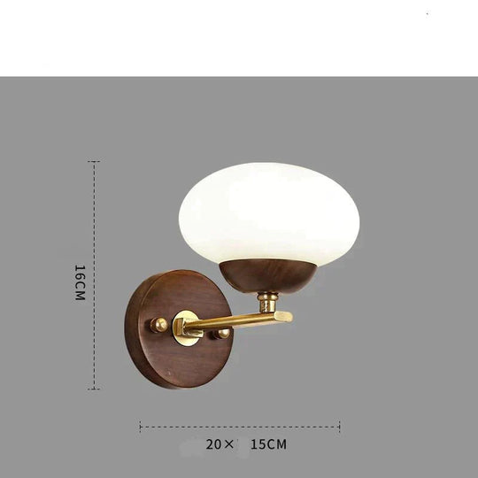 Walnut Creative Bedroom Study Walkway Wall Lights Simple Wood Copper A / White-Light Lamps