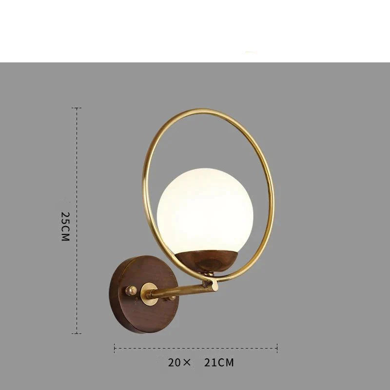 Walnut Creative Bedroom Study Walkway Wall Lights Simple Wood Copper Wall Lights